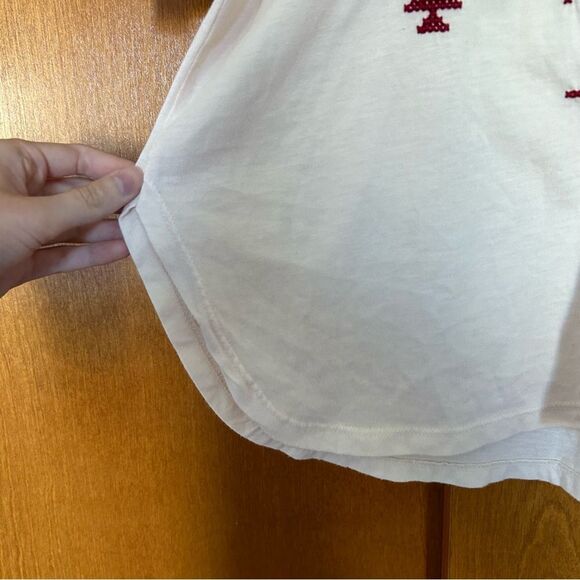 Johnny Was JW Los Angeles Cream Aztec Embroidered 3/4 Sleeve Tee Size Small - Picture 4 of 12